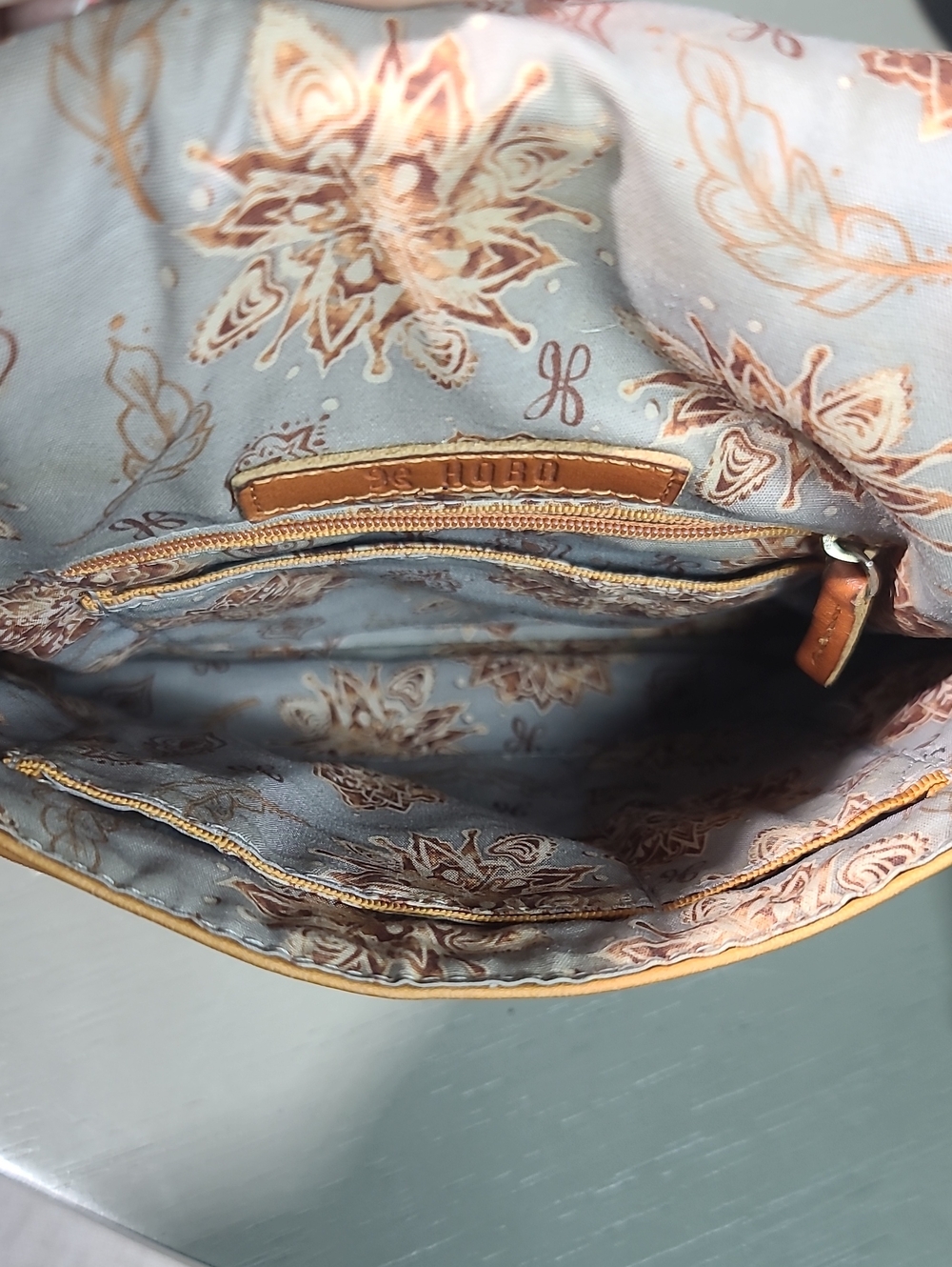 Hobo Thick Leather Crossbody Bag in Tan - Picture 10 of 13